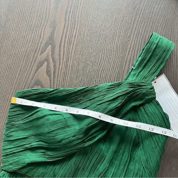 New! J Crew Bridal Cocktail Forrest Green One Shoulder Silk Chiffon Dress 2P - Picture 12 of 15
